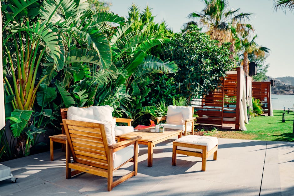 Outdoor living space with patio and professional landscaping