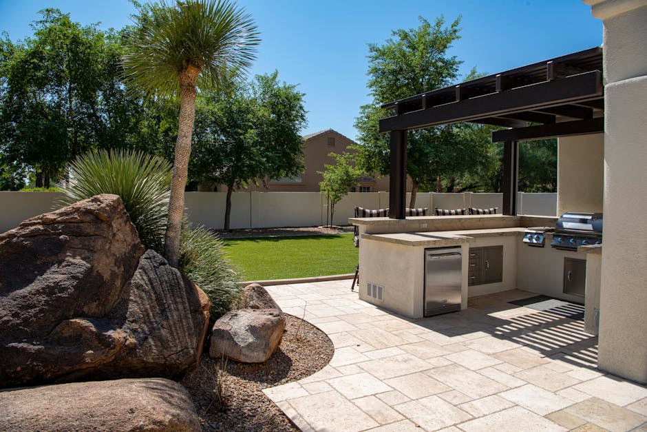 Custom stone patio and hardscape installation