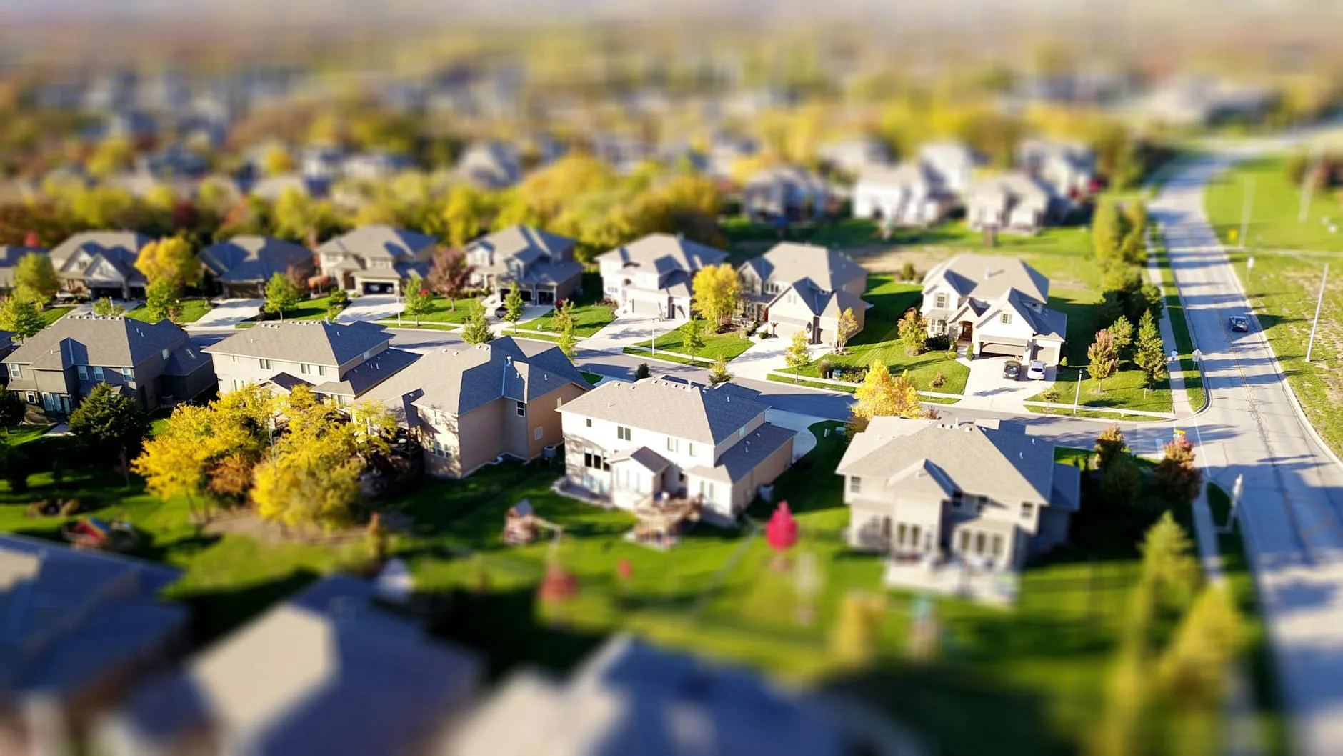 Aerial view of a Montclair-area residential neighborhood served by Shield Pest Solutions